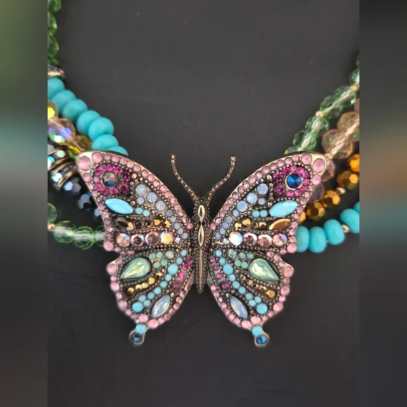 Betsey Johnson Colorful Butterfly Necklace NWT - Picture 4 of 15